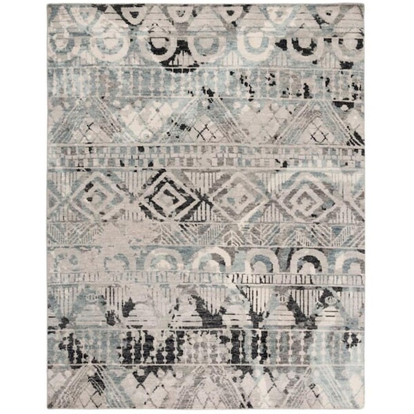 Safavieh 8 x 10 ft. Samarkand 181F Hand Knotted Rectangle Area Rug Grey & Ivory SRK181F-8 - main